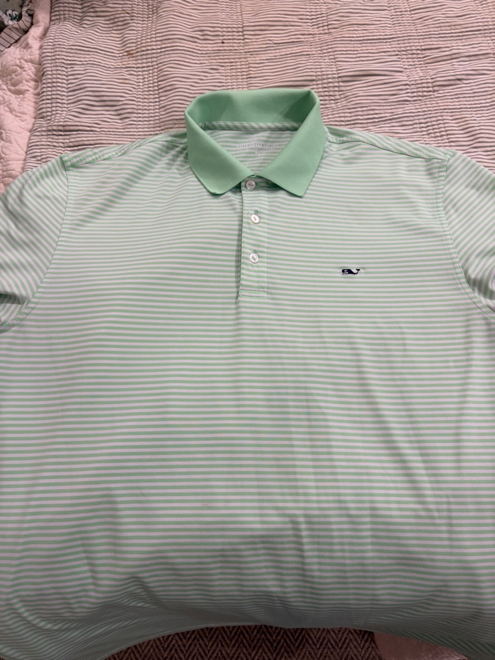Vineyard Vines Golf Polo Men's Light Green Striped